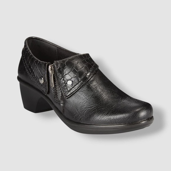easy street Shoes - Easy Street Shoes Women's Darcy Comfort Black Croc Trim Zip Bootie 8.5 Slip On‎